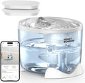 Honeyguardian Cat Water Fountain,Battery Operated Smart Pet Fountain, 2.4G/5G Wifi App Monitoring Pumpless Cat Water Dispenser, 2.5L/84Oz Automatic Water Dispenser for Drinking