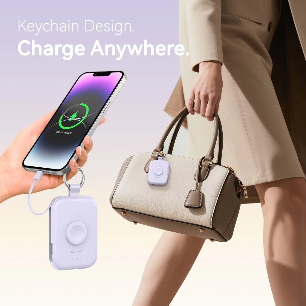Portable Charger, 5000Mah Power Bank - Apple Watch Charger with Built-In Cables,Travel-Ready Portable Charger for Iphone 17/ 16/15/14 ,Android ,Apple Watch Ultra2/11/10/9/8, Black