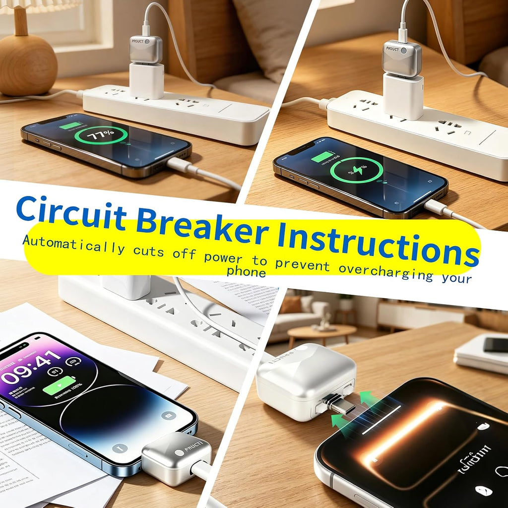 140W Auto Shut off Phone Smart AI Auto Stop Charging Adapter Unplug on Full | Prevent Overcharging, Universal Fast Charging Compatible with USB-C Charging for Apple Devices, Headphones, Tablets, and More