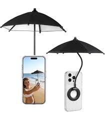 Magnetic Phone Umbrella, 2026 Upgrade Sunshade | Mini Universal for iPhone, Android, Kindle (Black)